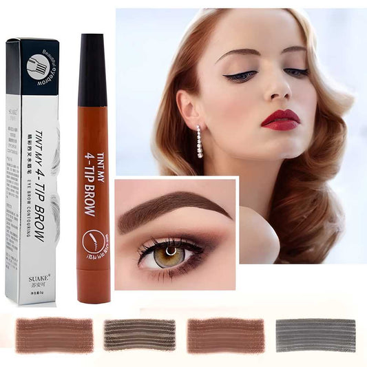 Waterproof 4 Points Long Lasting Eyebrow Pen with a Micro-Fork Tip Applicator