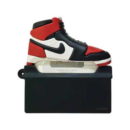 Bred Sneaker AirPods Case – Red & Black High-Top Shoe Design