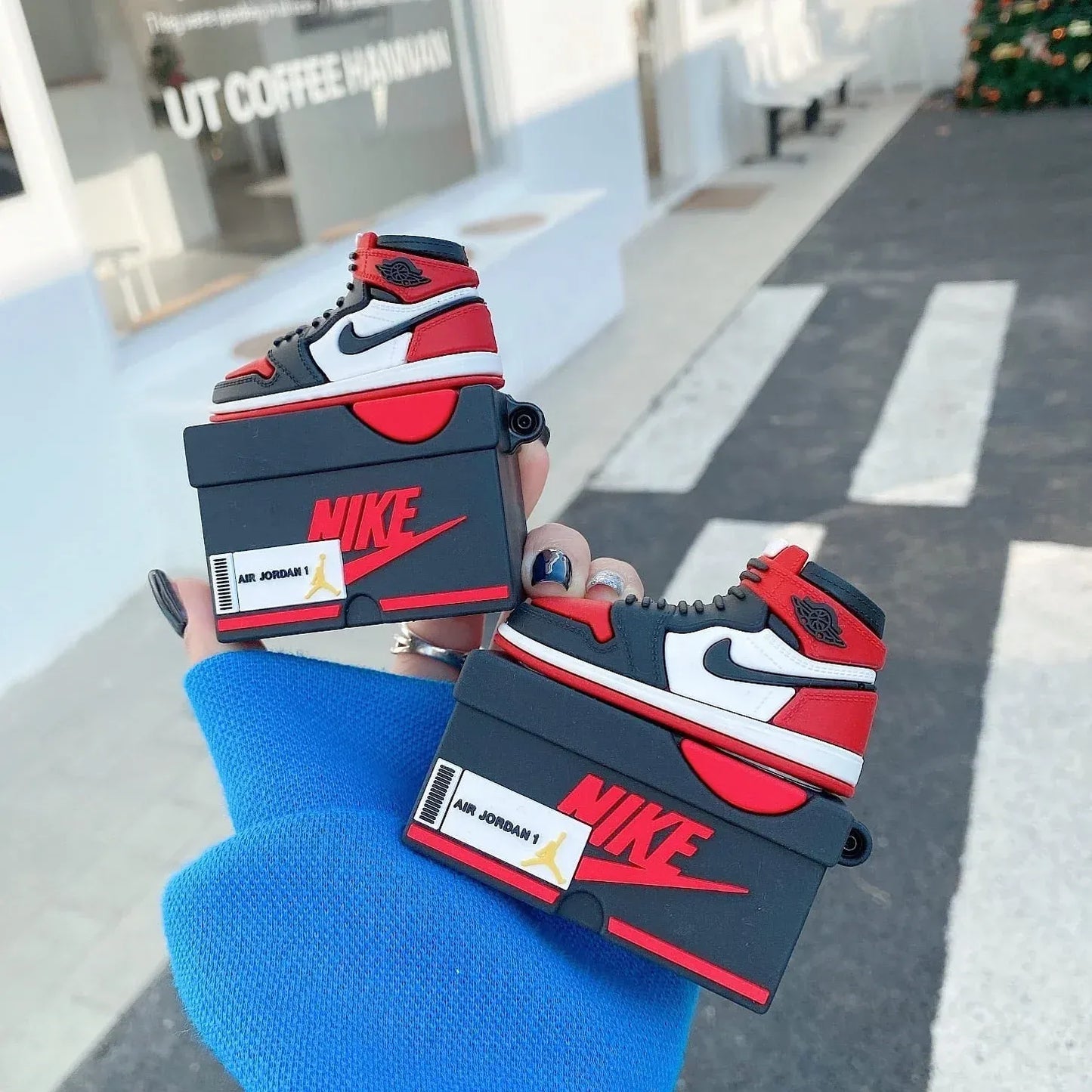 Bred Sneaker AirPods Case – Red & Black High-Top Shoe Design