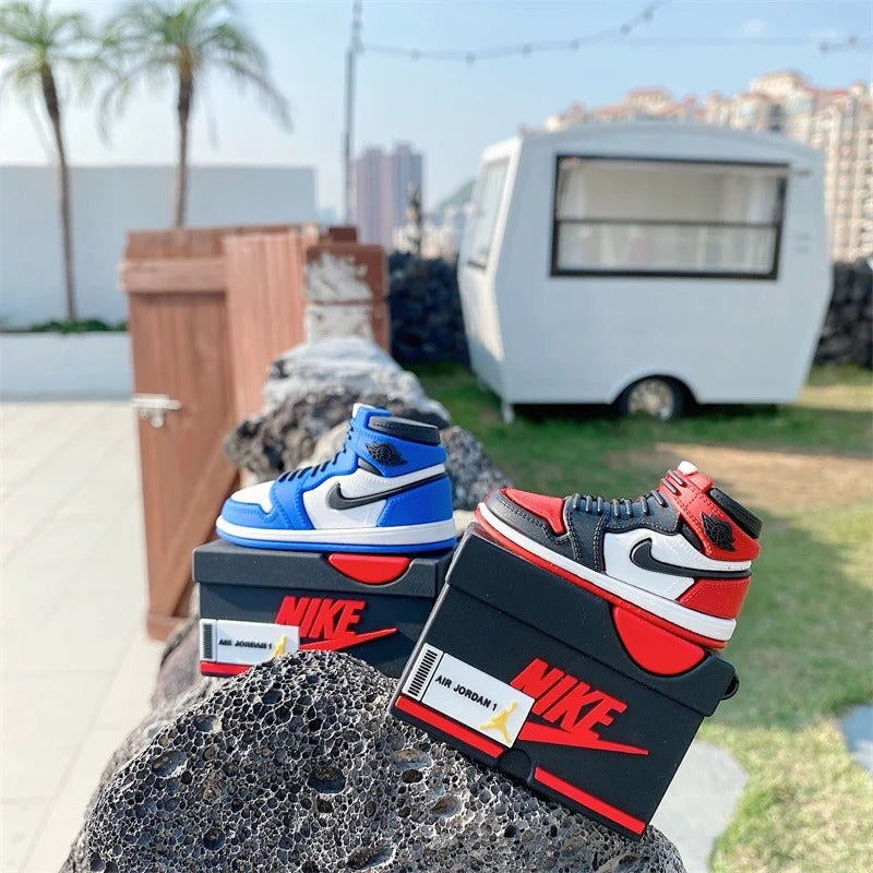 Bred Sneaker AirPods Case – Red & Black High-Top Shoe Design