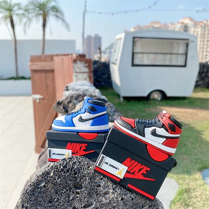 Bred Sneaker AirPods Case – Red & Black High-Top Shoe Design